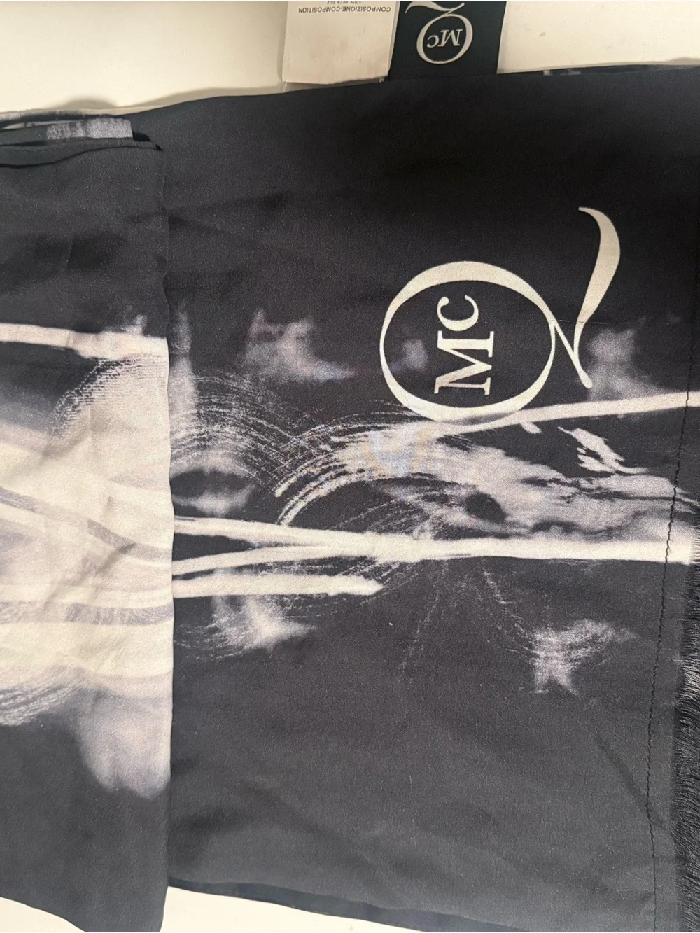 Alexander McQueen Black and White Logo Silk Scarf